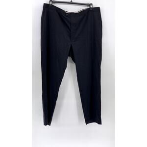 UNBRANDED Men's Black Solid Flat Front Straight-Leg Regular Fit Pants SZ 46